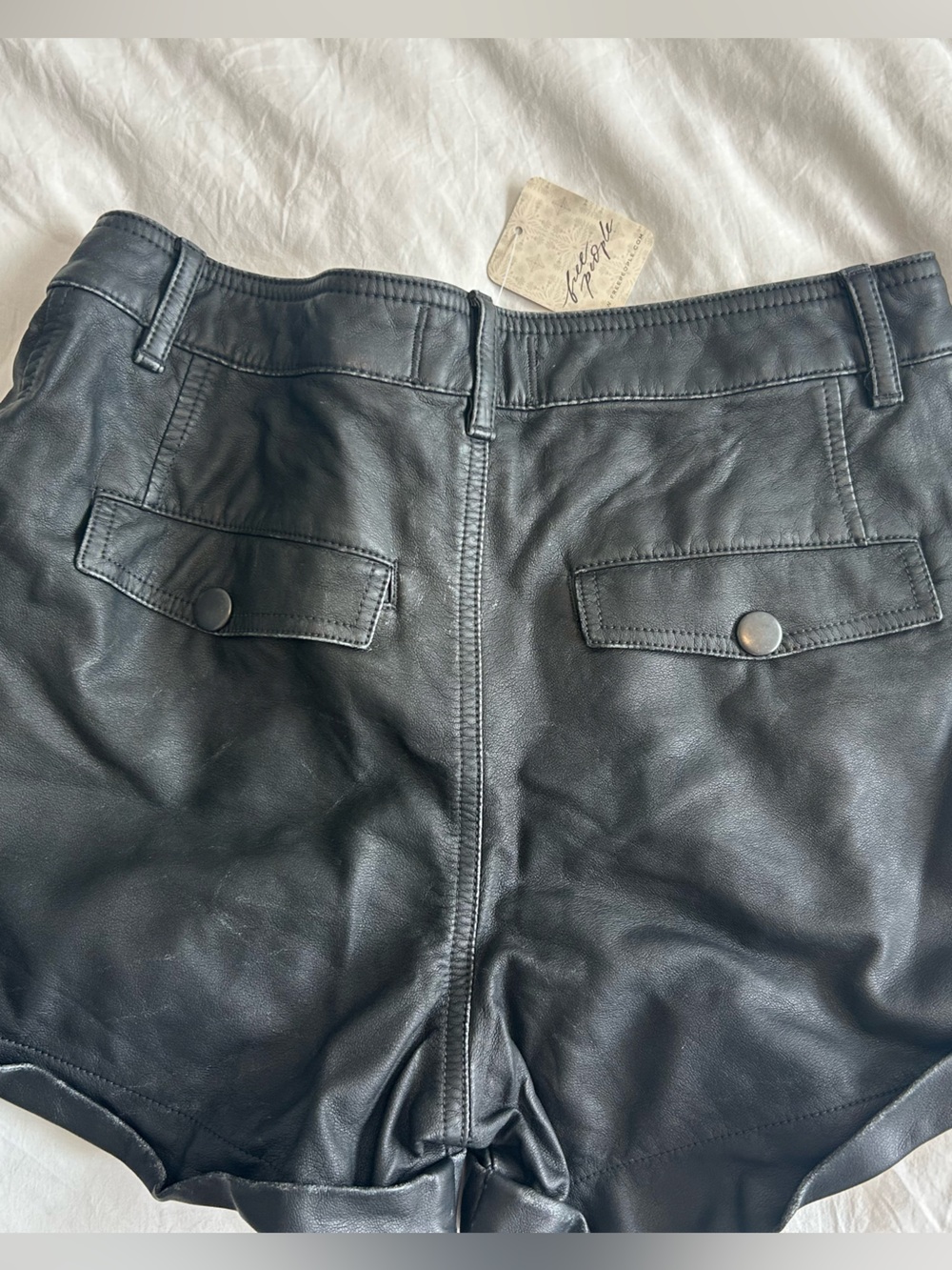 Free People Black Leather Shorts